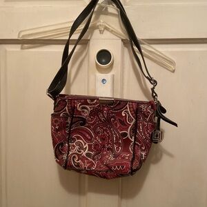 Liz Claiborne Paisley Shoulder Bag - Red and Black